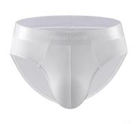 Men's Breathable Modal Brief Underwear Mid Rise with Bulge Support Soft Skin Friendly Fabric Underpants (2XL White)