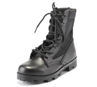 Men's Breathable Tactical Military Combat Boots, Side Zipper, Leather, Lightweight Hiking Army Jungle Boots, Desert Boots(Black,8.5 UK)