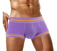 Men's Breathable Underwear Soft Boxer Briefs Seamless Ribbed Boxer Briefs Stretch Active Trunks Underpants Sleep Bottom Purple XS 2024