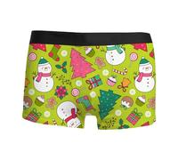 Men's Breathable Xmas Boxer Briefs Printing Christmas Trunks Supportive Novelty Boxers Shorts Green