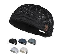 Men's Breathablebrimless Docker Hat, Lightweight, Breathable, Large-Mesh, Brimless Hat for Outdoor Activities Such as Cycling and Walking (Black)