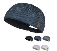 Men's Breathablebrimless Docker Hat, Lightweight, Breathable, Large-Mesh, Brimless Hat for Outdoor Activities Such as Cycling and Walking (Navy Blue)