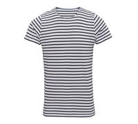 Mens Breton Striped T Shirt Short Sleeve Tee Wide Round Neck Casual Cotton Top