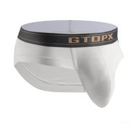 Men's Brief Underwear with U Bulge Pouch, Breathable Modal Sport Underpants for Men, Middle Waist Solid Color Slip, Big Pouch Design, Soft Elastic Comfort Fit(XL White)