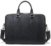 Men's Briefcase Business Tote Computer Bag Crazy Horse Leather Crossbody Shoulder Bag(Black)