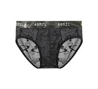 Men's Briefs, 3-Pack Ultra-Thin Jacquard Mesh Underwear with U-Convex Pouch, Transparent Design, for Men Seeking Comfort and Support(2XL Black)