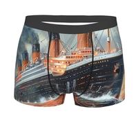 Men'S Briefs Fitted Soft Boxer Briefs Stretchy Athletic Underwear Titanic Ship Nautical Ocean Scenery Watercolor Art Vintage L