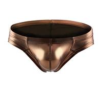 Mens Briefs G-Strings & Thongs Metallic Thongs Bulge Pouch Men's Underwear Sexy Low Rise Underwear Briefs G String Joke Secret Gift Men Sissy Lingerie for Stag Do Fancy Dress Costume Coffee
