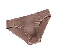 Men's Briefs, Ice Silk Seamless 3D Bulge Pouch K6808, Thin Low-Rise High Elasticity Quick-Drying Underwear(2XL Brown)