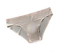 Men's Briefs, Ice Silk Seamless 3D Bulge Pouch K6808, Thin Low-Rise High Elasticity Quick-Drying Underwear(2XL Apricot)