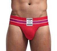 Men's Briefs Jockstrap Underwear Mid Rise Mesh G-Strings Classic Slips Soft Briefs G-String Bikini Briefs Pouch Underwear Red