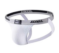 Men's Briefs Jockstrap Underwear Stretch Mesh G-Strings Mens Sexy Briefs Men Jockstrap Athletic Supporter Bikini Briefs Pouch Underwear White