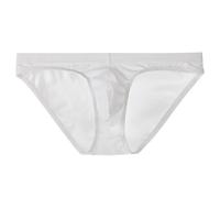 Men's Briefs Modal Cotton Low Rise Bikini Brief Soft Bulge Enhancing Underwear Breathable Lingerie Triangle Brief (White,3XL)