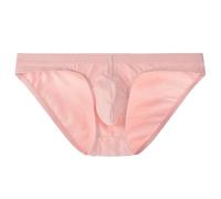 Men's Briefs Modal Cotton Low Rise Bikini Brief Soft Bulge Enhancing Underwear Breathable Lingerie Triangle Brief (Pink,XXL)