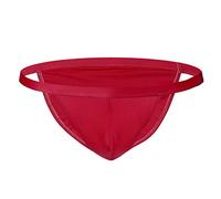 Mens Briefs Sexy Stretch Fit Thongs Low Rise Lingerie Classic Breathable Slips Bulge Pouch G String UK Hipster Tanga for The Bedroom Red