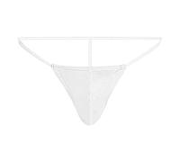 Mens Briefs Underwear Hollow Out G-Strings Bikini Briefs Underwear Sexy Mini Thong Underwear Hot Funny Thong String Briefs Sexy Lace Mankini Briefs Summer Swimsuit Dad (White, One Size)