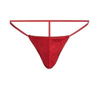 Mens Briefs Underwear Hollow Out G-Strings Bikini Briefs Underwear Sexy Mini Thong Underwear Hot Funny Thong String Briefs Sexy Lace Mankini Briefs Summer Swimsuit Dad (Red, One Size)