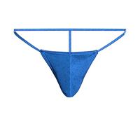 Mens Briefs Underwear Hollow Out G-Strings Bikini Briefs Underwear Sexy Mini Thong Underwear Hot Funny Thong String Briefs Sexy Lace Mankini Briefs Summer Swimsuit Dad (Blue, One Size)