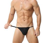 Mens Briefs Underwear Thong Underwear Pouch Male Underpants Comfortable Breathable Pouch Thongs Summer Bikini Underwear Interest Underwear Valentine Dad (Black, XL)