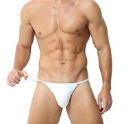 Mens Briefs Underwear Thong Underwear Pouch Male Underpants Comfortable Breathable Pouch Thongs Summer Bikini Underwear Interest Underwear Valentine Dad (White, L)