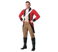 Men's British Redcoat Soldier Costume Revolutionary War Uniform with Vest, Cravat & Boot Tops