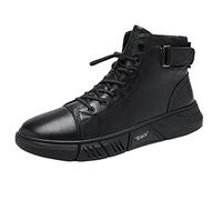 Men's British Style Leather Ankle Boots Fashion High Top Warm Casual Large Size Short Boots for Winter Outdoor Walking (A, 7)