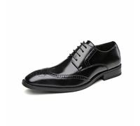 Men's British Style Leather Oxford Shoes Classic Brogue Business Formal Footwear, Black, 4.5 UK