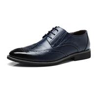 Mens Brogues Classic Oxfords Dress Shoes Formal Business Brogues Derby Lace Up Shoes for Men Blue UK 9.5