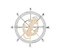 Men'S Brooch Buckle Accessory Badge Can Rotate The Rudder Corsage, Gold + Silver