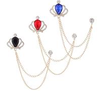 Men's Brooch Crown Chain brooch Suit Pin Badge Hanging Chains Collar Brooches Husband Boyfriend Valentine's Day Anniversary Birthday Gift, M, Metal, gemstone