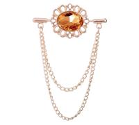 Men's brooch， Vintage Man's Tassel Chain Oval Rhinestone Collar Brooch Woman's Buckle Lapel Pin Suit Shirt Clothing