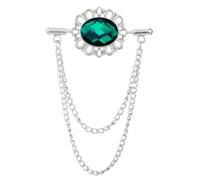 Men's brooch， Vintage Man's Tassel Chain Oval Rhinestone Collar Brooch Woman's Buckle Lapel Pin Suit Shirt Clothing
