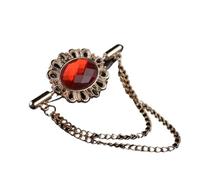 Men's brooch， Vintage Tassel Crystal Oval Collar Brooch With Chain Pin Buckle For Women Men Clothing(Red)