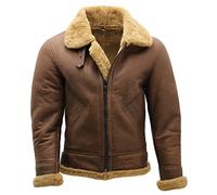 Infinity Men's Brown B3 Shearling Sheepskin WW 2 Bomber Leather Flying Aviator Jacket M
