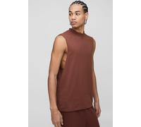 Mens Brown Basic Drop Armhole Extended Neck vest, Brown M