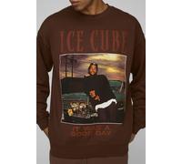 Mens Brown Chocolate Oversized Ice Cube License Sweatshirt, Brown L