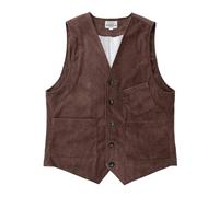 Men's Brown Corduroy Vintage Vest, Button Closure Sleeveless Waistcoat with Pocket Detail, Retro Style Corduroy Vest, Perfect for Casual or Vintage Outfits, Timeless Gentlemen's Vest