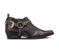 Men's Brown Croc Leather Winklepicker Studded Western Biker Shoes Infinity Leather Brown 8