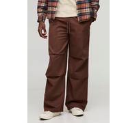 Mens Brown Elasticated Waist Baggy Trousers, Brown L