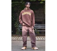 Mens Brown Fixed Waist Relaxed Raw Hem Washed Trouser, Brown 30