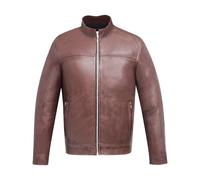 Men's Brown Leather Biker Jacket with Zip Front Winter Jackets For Men Motorbike Jacket Men Hiking Jacket Barbour Jacket Mens (UK, Alpha, XL, Regular, Regular, Black)