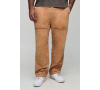 Mens Brown Plus Bleach Wash Relaxed Fit Carpenter Trousers, Brown 46