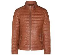 Men's Brown Quilted Leather Tan Warm Vintage Puffer Biker Jacket