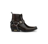 Mens Brown Real Leather Goth Cowboy Riding Ankle Boots Chain Western Cuban Heel Dancing 10