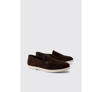 Mens Brown Real Suede Leather Loafer, Brown 9