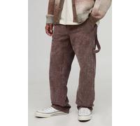 Mens Brown Relaxed Fit Washed Carpenter Corduroy Trousers, Brown 36R