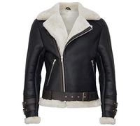 Men's Brown Retro RAF B3 Pilot Real Sheepskin Shearling Biker Leather Jacket 2XL