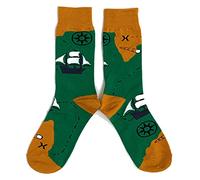 Mens Brown Sailing Explorer Treasure Map Socks 6-11 UK / 39-45 Eur / 7-12 US