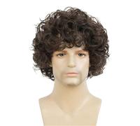 Mens Brown Short Curly Afro Wigs California Cosplay Costume Daily Hair Wig Synthetic Heat Resistant Wigs for Male Guys Male Brown