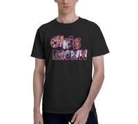 Men's Brown Singer Chris T-Shirt Short Sleeve Pure Cotton Crew Neck Shirts Sports Casual Versatile Trendy Tees Black 4XL